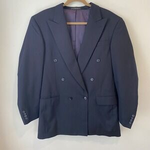 Gianfranco Ruffini Italy 100% Wool‎ Mens L-40 Black Pinstripe Blazer